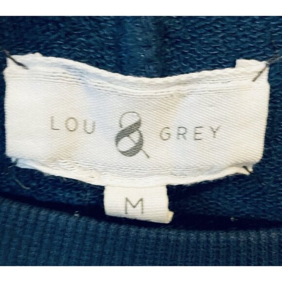 Lou and Grey Top Womens Medium Blue Floral Patchwork Cropped Stretchy Knit - Picture 5 of 7